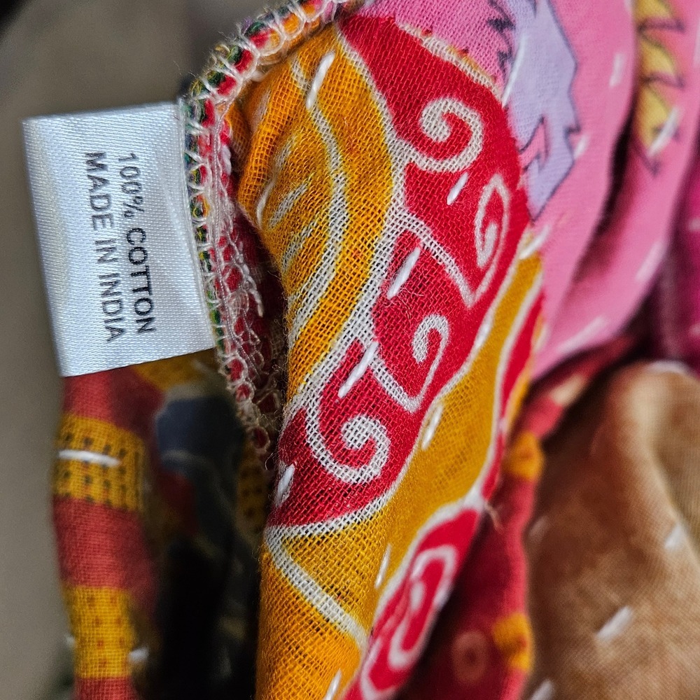 Kantha Wide Leg S/M Pants Boho Sustainable Hippie Bohemian Artsy Funky - Picture 12 of 13